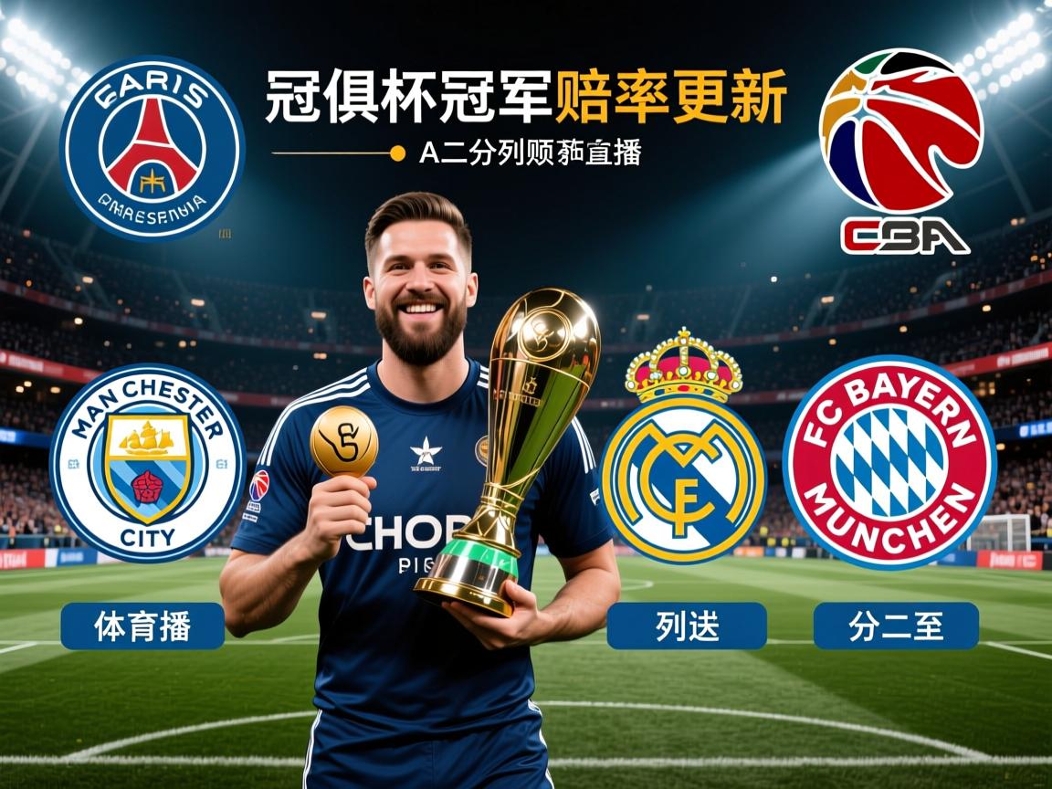 世俱杯冠军赔率更新：巴黎领跑，曼城、皇马、拜仁分列二至四位